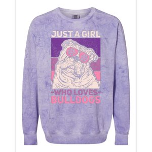 Dog Lover Owner Pet Animal Just A Girl Who Loves Bulldogs Colorblast Crewneck Sweatshirt