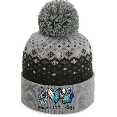 Dog Lover Peace Love Dogs Puppy Paw The Baniff Cuffed Pom Beanie