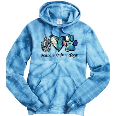 Dog Lover Peace Love Dogs Puppy Paw Tie Dye Hoodie