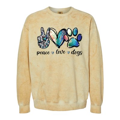 Dog Lover Peace Love Dogs Puppy Paw Colorblast Crewneck Sweatshirt