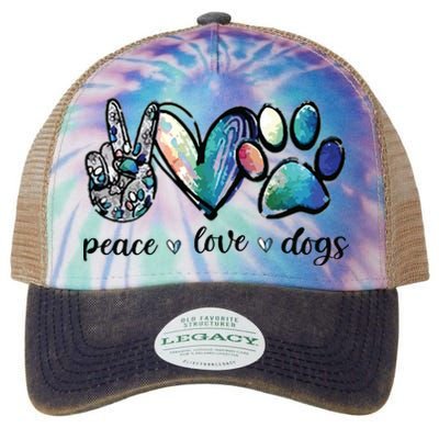 Dog Lover Peace Love Dogs Puppy Paw Legacy Tie Dye Trucker Hat