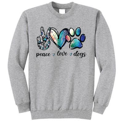 Dog Lover Peace Love Dogs Puppy Paw Tall Sweatshirt