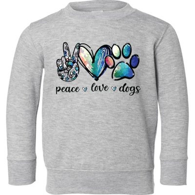 Dog Lover Peace Love Dogs Puppy Paw Toddler Sweatshirt