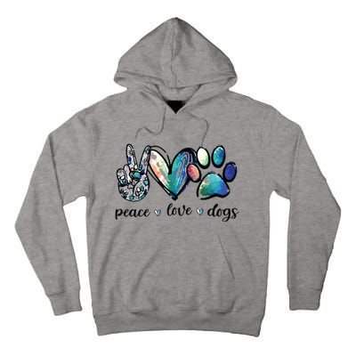 Dog Lover Peace Love Dogs Puppy Paw Tall Hoodie