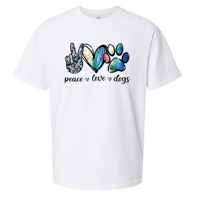 Dog Lover Peace Love Dogs Puppy Paw Sueded Cloud Jersey T-Shirt