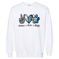 Dog Lover Peace Love Dogs Puppy Paw Garment-Dyed Sweatshirt