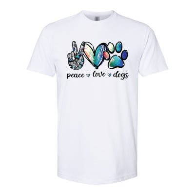 Dog Lover Peace Love Dogs Puppy Paw Softstyle CVC T-Shirt