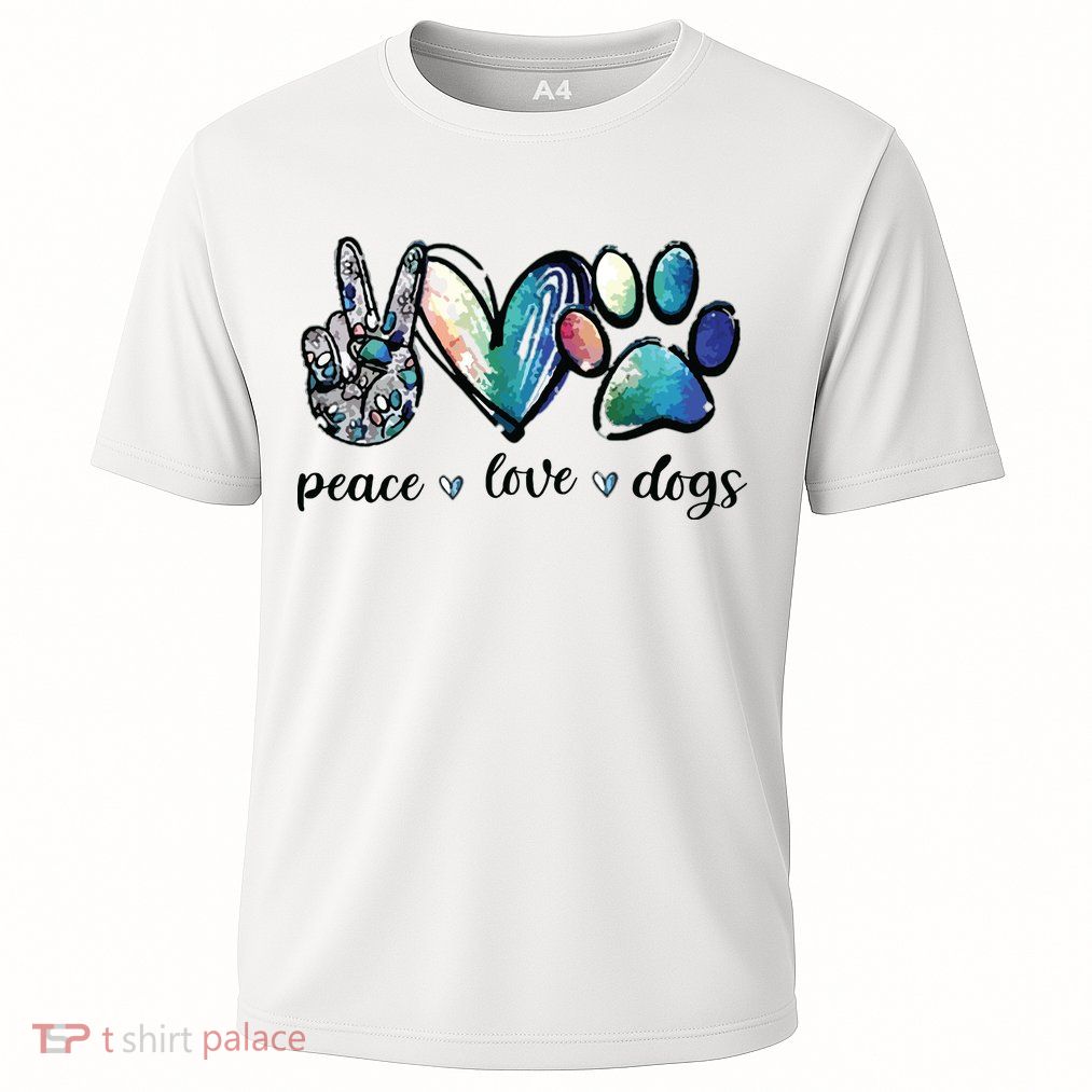 Dog Lover Peace Love Dogs Puppy Paw Performance Shirt