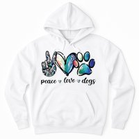 Dog Lover Peace Love Dogs Puppy Paw Hoodie