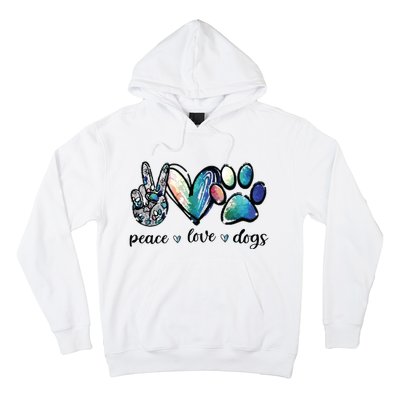 Dog Lover Peace Love Dogs Puppy Paw Hoodie