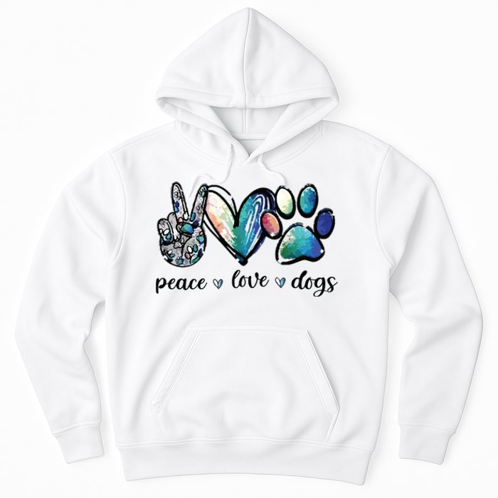 Dog Lover Peace Love Dogs Puppy Paw Hoodie