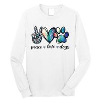 Dog Lover Peace Love Dogs Puppy Paw Long Sleeve Shirt