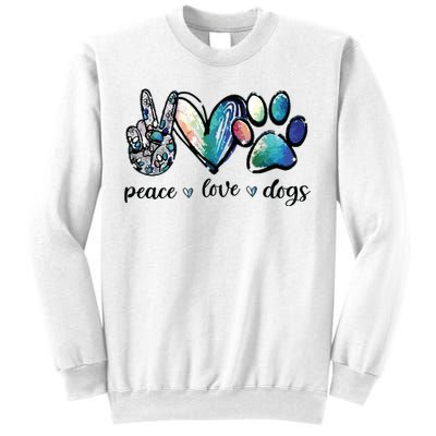 Dog Lover Peace Love Dogs Puppy Paw Sweatshirt