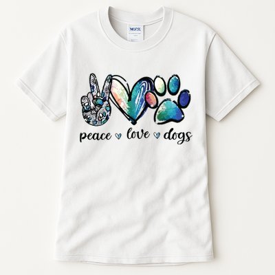 Dog Lover Peace Love Dogs Puppy Paw Tall T-Shirt