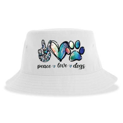 Dog Lover Peace Love Dogs Puppy Paw Sustainable Bucket Hat