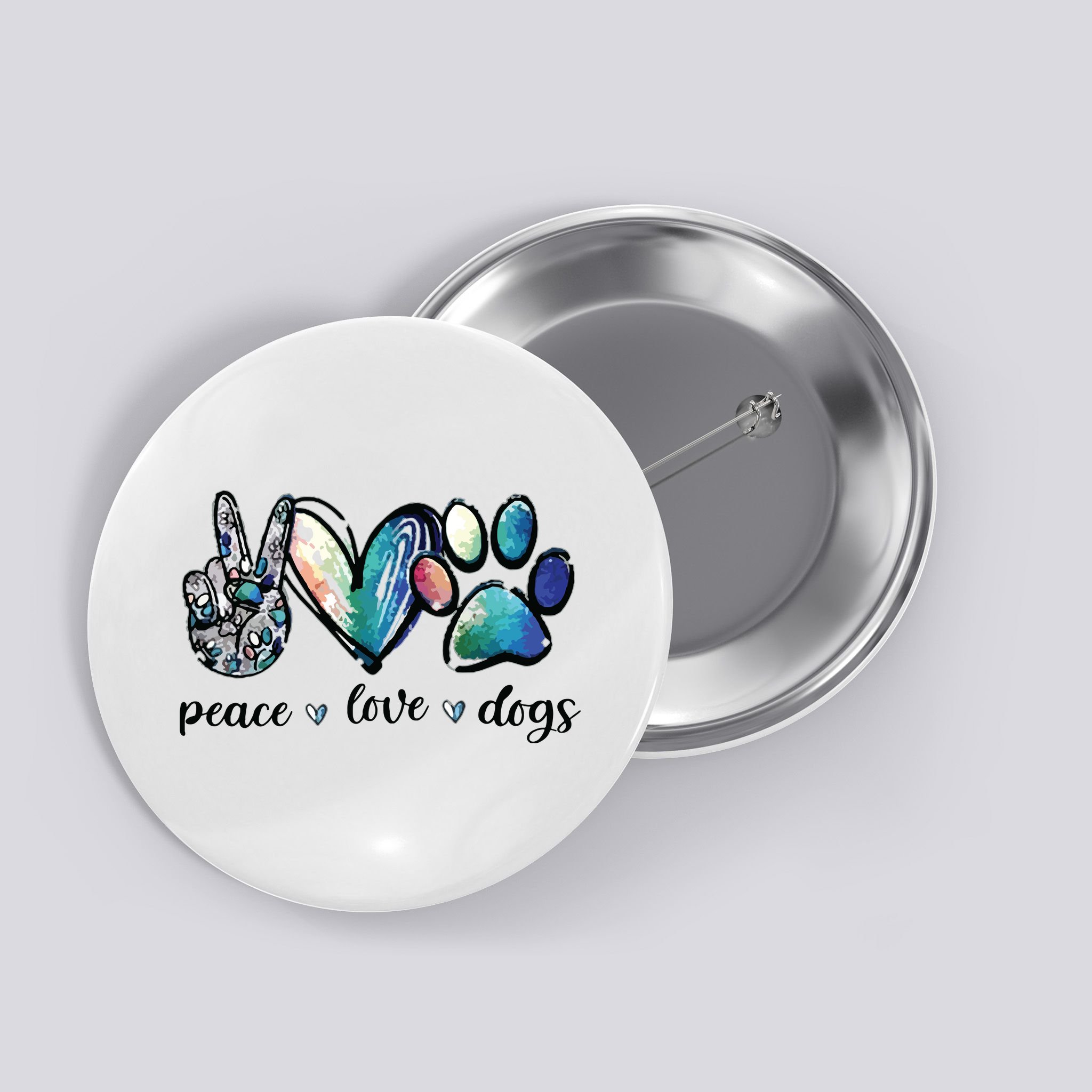 Dog Lover Peace Love Dogs Puppy Paw Button