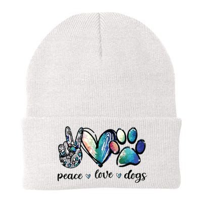 Dog Lover Peace Love Dogs Puppy Paw Beanie
