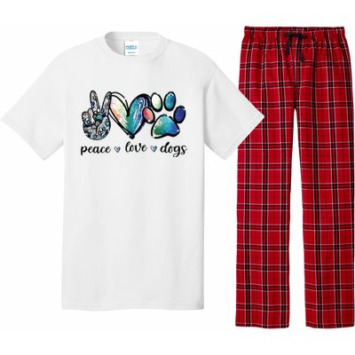 Dog Lover Peace Love Dogs Puppy Paw Pajama Set