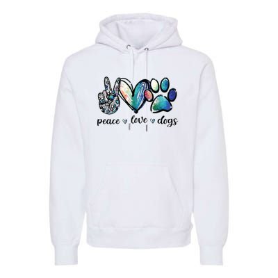 Dog Lover Peace Love Dogs Puppy Paw Premium Hoodie