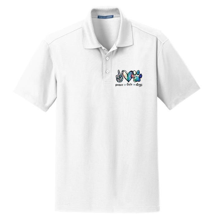 Dog Lover Peace Love Dogs Puppy Paw Dry Zone Grid Polo