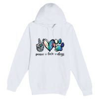 Dog Lover Peace Love Dogs Puppy Paw Premium Pullover Hoodie