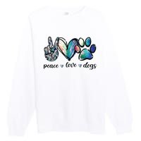 Dog Lover Peace Love Dogs Puppy Paw Premium Crewneck Sweatshirt