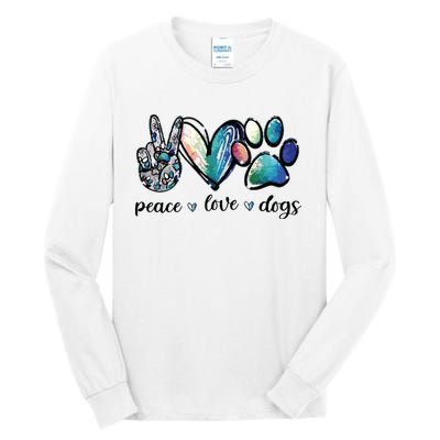 Dog Lover Peace Love Dogs Puppy Paw Tall Long Sleeve T-Shirt