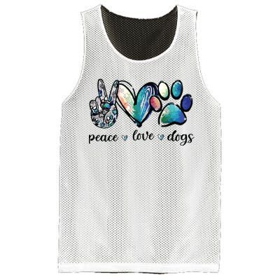 Dog Lover Peace Love Dogs Puppy Paw Mesh Reversible Basketball Jersey Tank