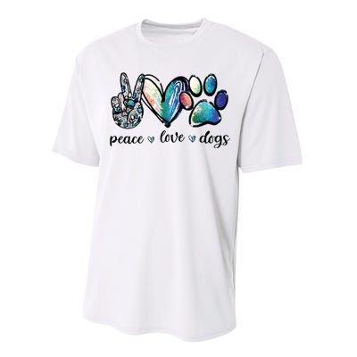 Dog Lover Peace Love Dogs Puppy Paw Performance Sprint T-Shirt