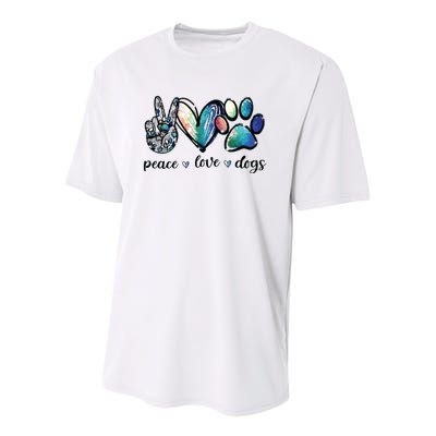 Dog Lover Peace Love Dogs Puppy Paw Youth Performance Sprint T-Shirt