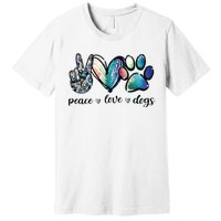 Dog Lover Peace Love Dogs Puppy Paw Premium T-Shirt