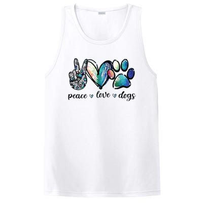 Dog Lover Peace Love Dogs Puppy Paw PosiCharge Competitor Tank