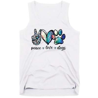 Dog Lover Peace Love Dogs Puppy Paw Tank Top