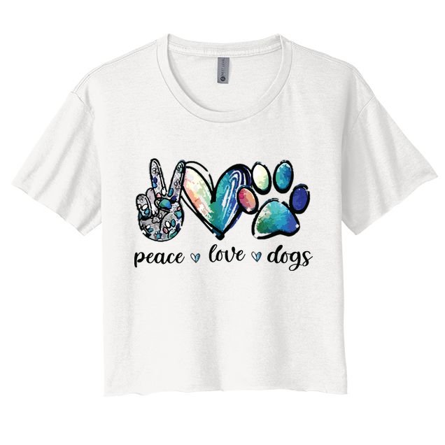 Dog Lover Peace Love Dogs Puppy Paw Crop Top