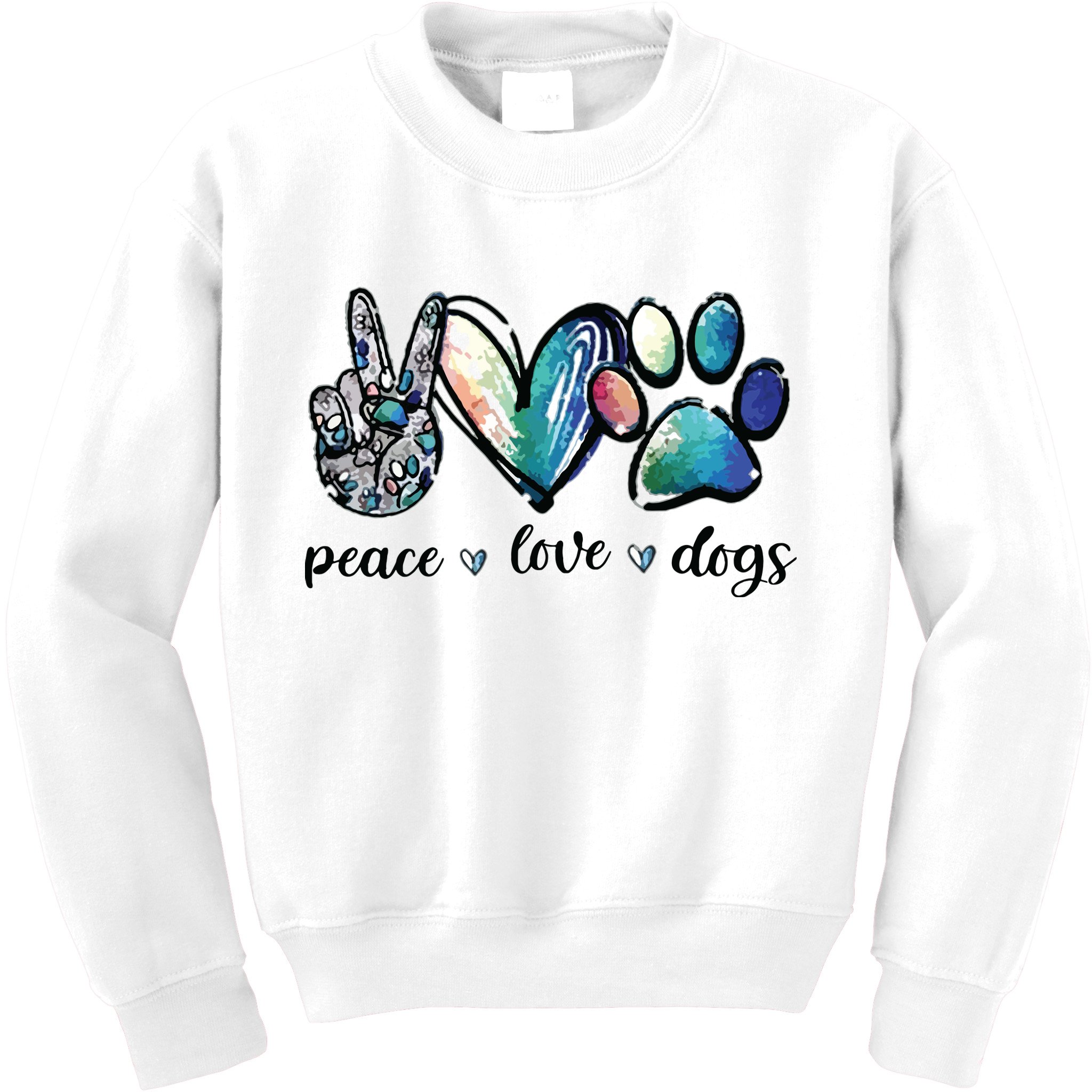 Dog Lover Peace Love Dogs Puppy Paw Kids Sweatshirt