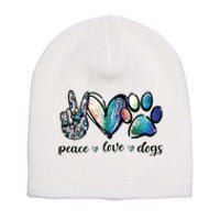 Dog Lover Peace Love Dogs Puppy Paw Short Acrylic Beanie