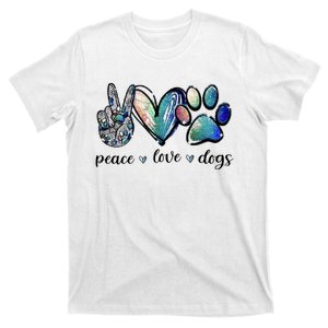 Dog Lover Peace Love Dogs Puppy Paw T-Shirt