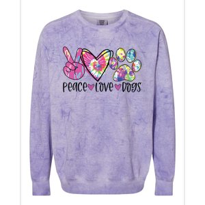 Dog Lover Peace Love Dogs Tie Dye Rescue Puppy Gifts Womens Colorblast Crewneck Sweatshirt