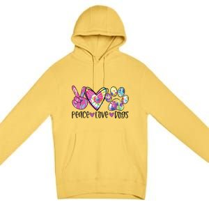 Dog Lover Peace Love Dogs Tie Dye Rescue Puppy Gifts Womens Premium Pullover Hoodie