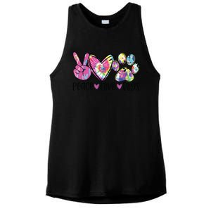 Dog Lover Peace Love Dogs Tie Dye Rescue Puppy Gifts Womens Ladies PosiCharge Tri-Blend Wicking Tank