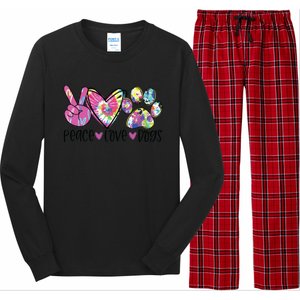 Dog Lover Peace Love Dogs Tie Dye Rescue Puppy Gifts Womens Long Sleeve Pajama Set