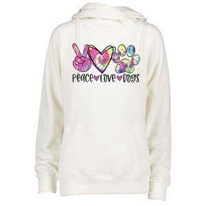 Dog Lover Peace Love Dogs Tie Dye Rescue Puppy Gifts Womens Womens Funnel Neck Pullover Hood