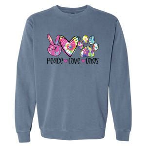 Dog Lover Peace Love Dogs Tie Dye Rescue Puppy Gifts Womens Garment-Dyed Sweatshirt