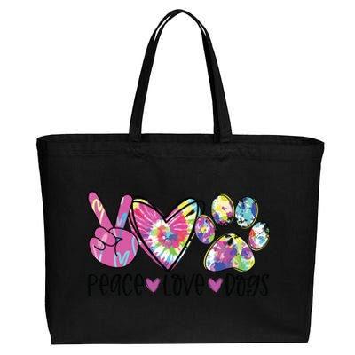 Dog Lover Peace Love Dogs Tie Dye Rescue Puppy Gifts Womens Cotton Canvas Jumbo Tote