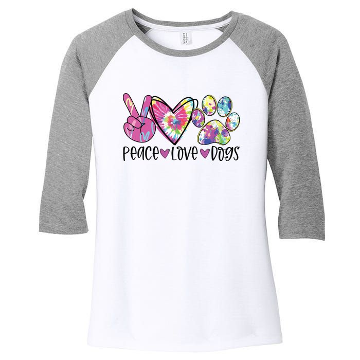 Dog Lover Peace Love Dogs Tie Dye Rescue Puppy Gifts Womens Women's Tri-Blend 3/4-Sleeve Raglan Shirt