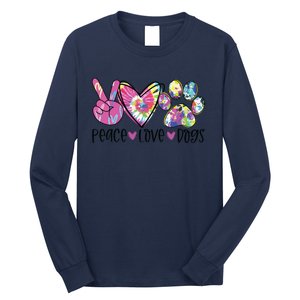 Dog Lover Peace Love Dogs Tie Dye Rescue Puppy Gifts Womens Long Sleeve Shirt