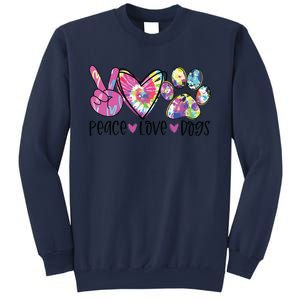 Dog Lover Peace Love Dogs Tie Dye Rescue Puppy Gifts Womens Sweatshirt