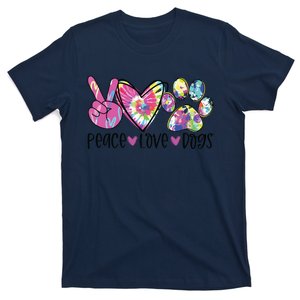 Dog Lover Peace Love Dogs Tie Dye Rescue Puppy Gifts Womens T-Shirt