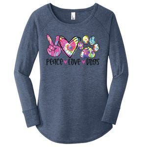 Dog Lover Peace Love Dogs Tie Dye Rescue Puppy Gifts Womens Women's Perfect Tri Tunic Long Sleeve Shirt