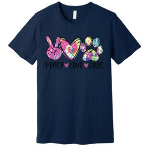 Dog Lover Peace Love Dogs Tie Dye Rescue Puppy Gifts Womens Premium T-Shirt